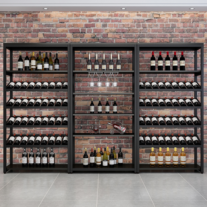 Simple wrought iron wine rack floor-to-ceiling wine cabinet bar wine liquor storage display rack foreign wine shelf rack