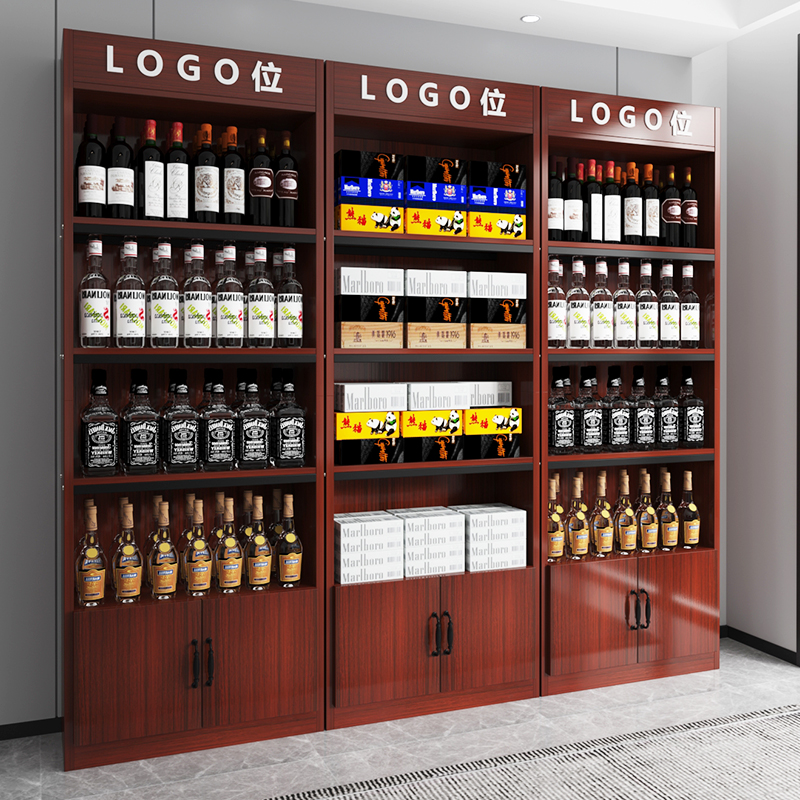 Supermarket tobacco and wine cabinet wine cabinet product display cabinet can be customized container tea display rack boutique container liquor cabinet