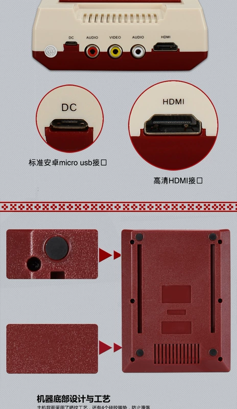 HD HDMI mini fc máy chủ lưu trữ màu đỏ và trắng hoài cổ kiểu cũ cắm thẻ điều khiển trò chơi TV bắt nạt - Kiểm soát trò chơi