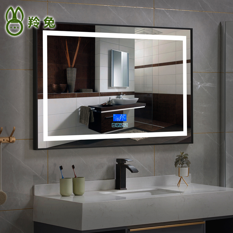 Hotel Bathroom Mirror with lamp led smart mirror aluminum alloy Border Makeup Room Anti-Fog Mirror Bathroom Wall-mounted Mirror