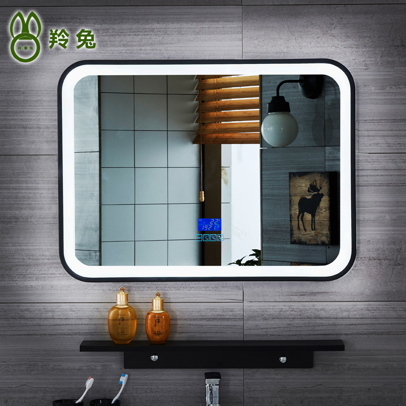 Iron art LED lamp mirror washbasin wall-mounted waterproof bathroom mirror high-definition silver mirror intelligent mirror makeup room bathroom mirror