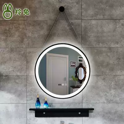 Antelope rabbit sling rope round iron LED light Mirror wash basin wall hanging bathroom mirror smart mirror cosmetic room bathroom mirror