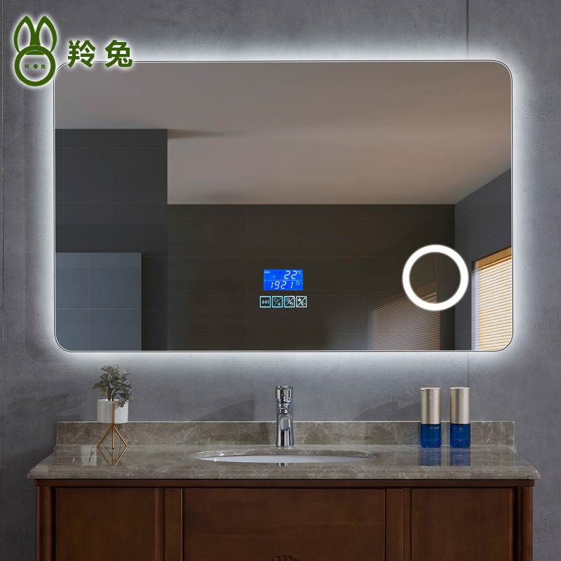 Rounded corner backlight intelligent lens led with lamp bathroom mirror wall-mounted bathroom Bathroom Wash Mirror Anti-Atomization Makeup room Cosmetic Mirror