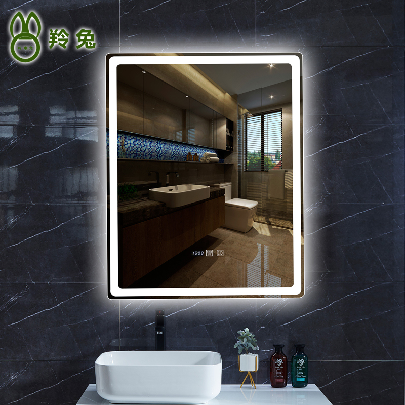 Vertical hanging intelligent mirror led with lamp bathroom mirror wall-mounted bathroom mirror makeup room makeup mirror anti-fog bathroom mirror