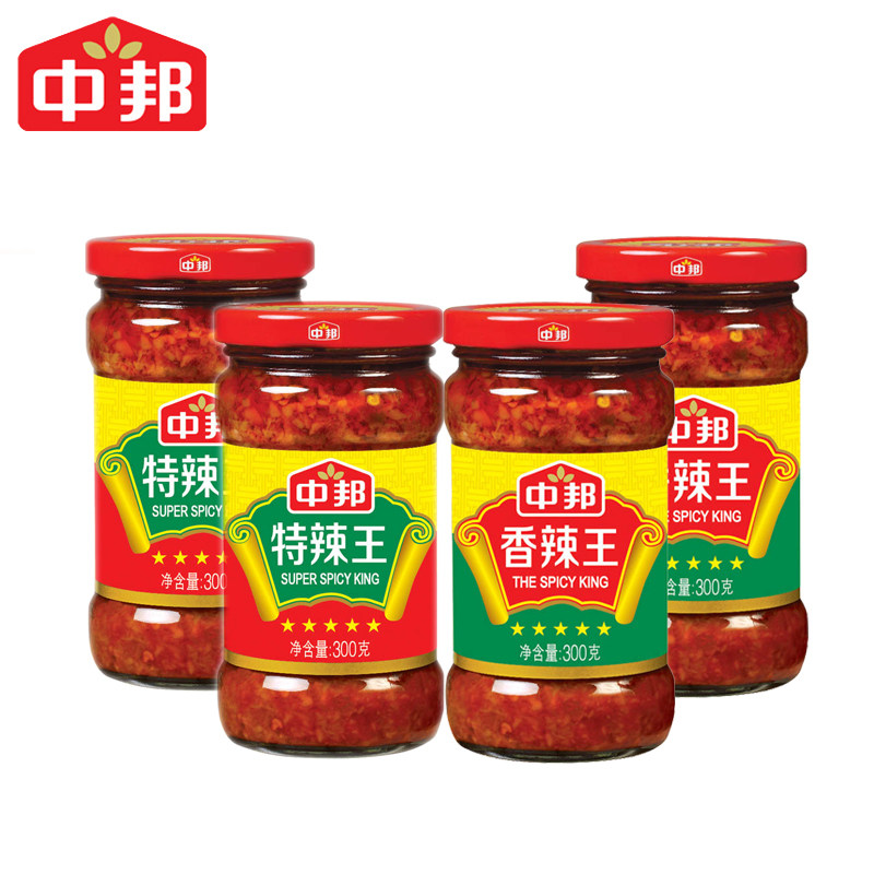 Mid-Bang Chili Sauce 300g * 4 Bottle Seasoned Sauce Oil with spicy and spicy royal hot sauce Spicy Hot Pot with hot pot dipping sauce