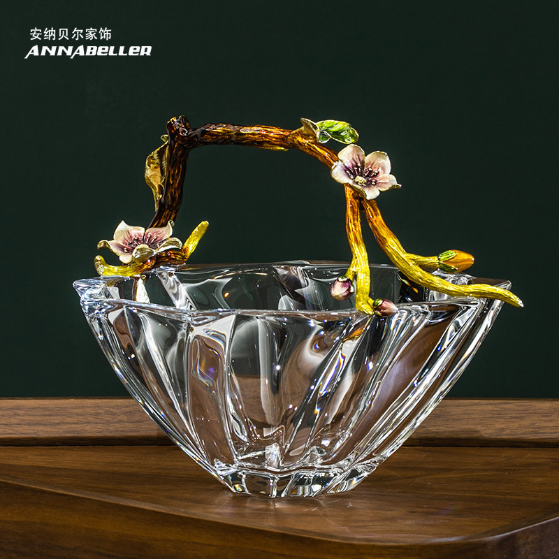 Luxurious Enamel Eurostyle Fruit Pan Over The New Year Living Room Tea Table Home Adornment Crystal Glass Fruit Basin Hem