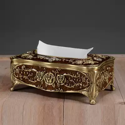 Luxury metal European tissue box living room retro sanitary paper carton napkin carton home dining room table coffee table decorations