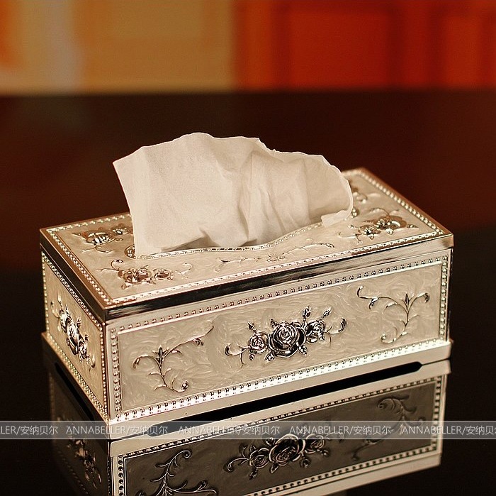 Luxury metal tissue box living room napkin paper box European style drawing box retro decoration towel paper box decoration