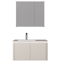 (New Product) Wrigley Bathroom Intelligent Mirror Antibacterial Slate Countertop Ceramic Seamless Splicing Basin Bathroom Cabinet Combination