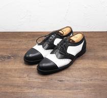 Mass-footed Summer black-and-white splicing Leisure positive dress Flowers Bloke do not open glue Goodyear special v bottom male and female leather shoes Goethe