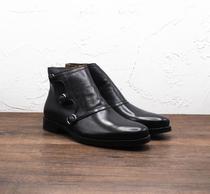 Custom autumn winter cingulum bright cow leather without opening glue Goodyear suture v bottom wool single in short boots Shoe