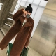 Fu Zhien Merino Fur Coat Phụ nữ dài hồ sơ phù hợp với cổ áo Lamb Sheared Lông cừu lông - Faux Fur