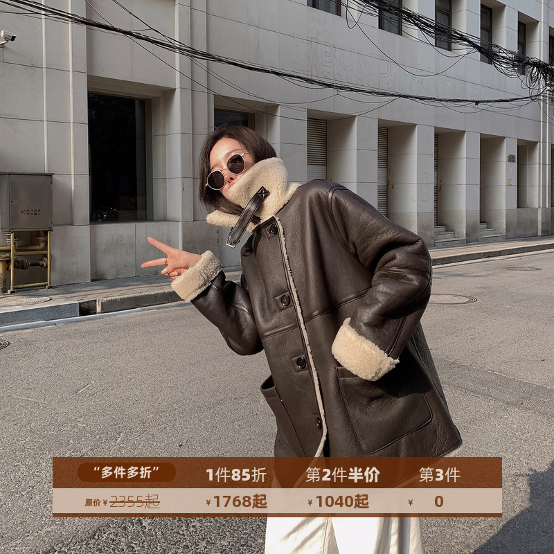 Pay Wise Nace Fried two sides wearing a meritino fur integrated coat female lamb fur straw jacket youthful winter