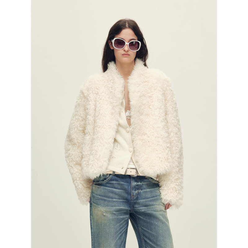 Fu Zhenen Morning Mist Fairy Tale Imported Tuscany Half-Fur Coat Young Style Stand Collar Fur Integrated Winter