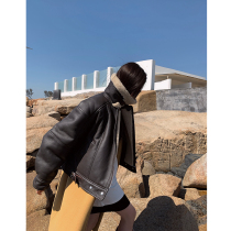 Pay Wise Nice American Black Mark Melislave Leather Hair Integrated Female Locomotive Section Retro Lamb Fur Straw Coat Winter