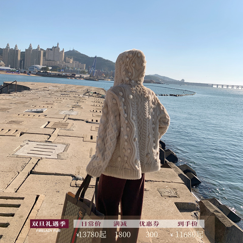 Fu Zhien Floating Clouds Imported mink fur women's hooded heavy-duty whole mink mink coat 2021 new winter