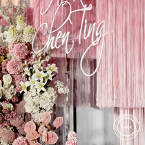 The gentle and dreamy pink wedding layout that super sweet brides love planning wedding thread curtains tassel thread curtains