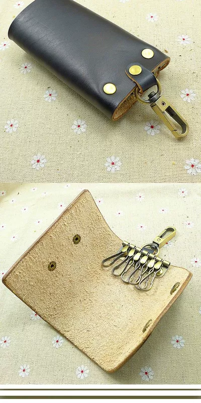 Móc khóa da Bao da khóa móc túi lưu trữ da thuộc da rám nắng lớp da bò handmade nam nữ tùy chọn treo thắt lưng 1112