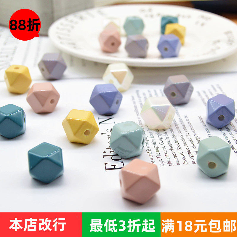 Han Edition stereo diamond cream solid color straight hole string bead diy headline material piercing rubber handmade accessories