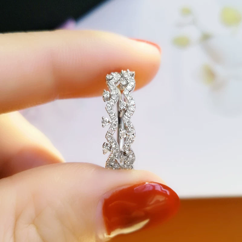 宝创集 Wavy fresh organic wedding ring, 0.2 carat, 750 sample gold