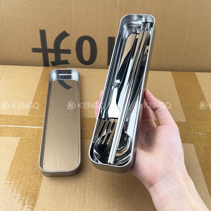 316 Stainless Steel Chopsticks and Spoon Set Tableware Set for Children and Students, Portable Outdoor Storage Box for One Person