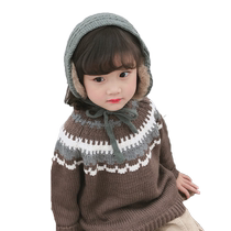 Korean style autumn and winter childrens twist earmuffs warm straps hand-knitted earmuffs wool hair hoops dual-purpose ear caps