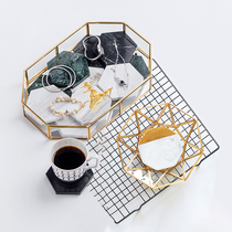 Nordic ins cosmetics storage light luxury dried fruit plate retro tray ornaments afternoon tea dessert snacks glass plate