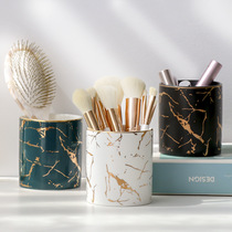 Fashion cute female ins student pen holder Nordic marble ceramic cosmetics storage box brush tube ornaments