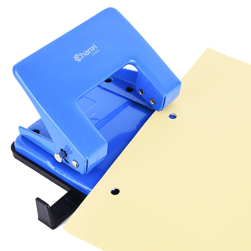 Chuangyi puncher document binding manual round hole punching machine double hole office A4 paper large, medium and medium size office supplies punching hole stationery 2 holes