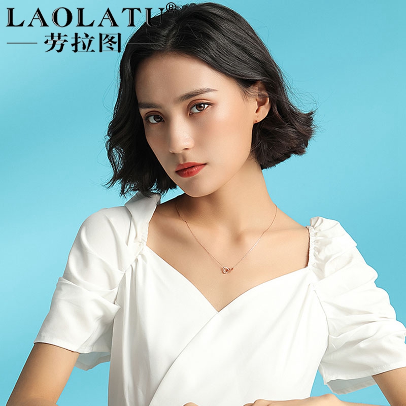 Laura Picture 18k Gold Necklace Woman Lock Bone Chain Light Lavish Diamond Pendant Rose Gold Color Gold Birthday Valentine's Day Gift