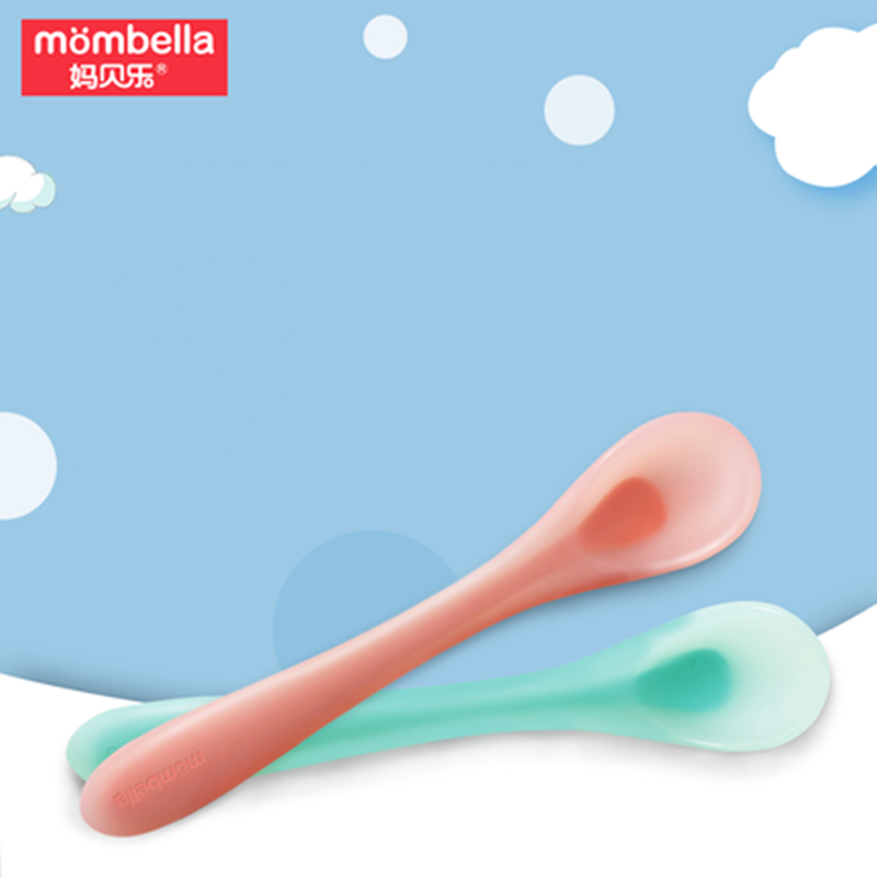 Mombella妈贝乐婴儿勺子宝宝硅胶软勺 新生儿喂水米糊辅食勺软头