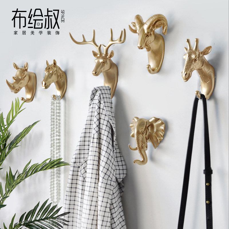 Wall hanger door hook wall creative hole-free antler key door Nordic door hook