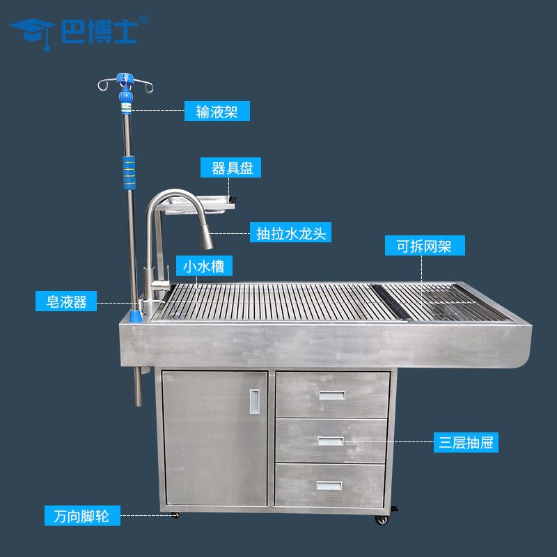 Delight Industry Pets Stainless Steel Disposal Bench Dogs Cleaning Teeth Bench Animals Anatomy Table Pets Surgery Desk Pet Beauty Table