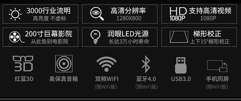 轰天 + 86+ máy chiếu văn phòng tại nhà dạy wifi máy chiếu điện thoại di động không dây 1080P HD rạp hát tại nhà 3D nhỏ cầm tay không màn hình TV Android Apple đầu tư trực tiếp - Máy chiếu