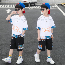Boy suit Shaed short sleeves 2022 Han version of new children CUHK Pure Cotton Casual Little Boy Clothes Online Red