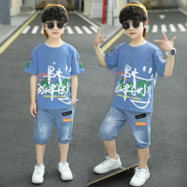 Boys summer suit 2022 new CUHK children pure cotton foreign air short sleeves Two sets of Chauchai Fashionable Boy
