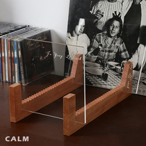 CALM vinyl record rack solid wood fan LP storage box audiophile old record display rack desktop CD display rack