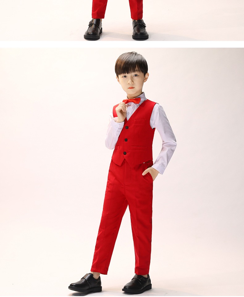 Cậu bé vest vest phù hợp với trẻ em hoa cô gái váy bé trai 2018 mới trang phục piano giản dị thể hiện trang phục trẻ em - Áo ghi lê áo gile len cho bé sơ sinh