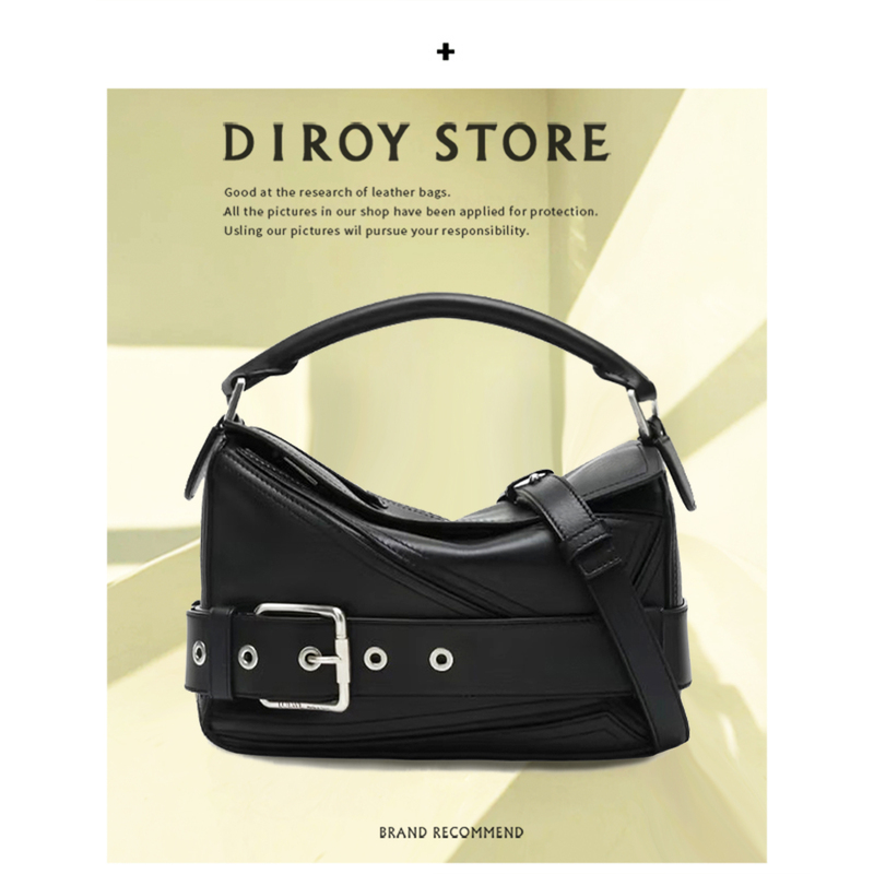 High-End Pillow Bag for Women 2026 New Fashion Patchwork Genuine Leather Geometric Biker Bag Single Shoulder Crossbody Handbag
