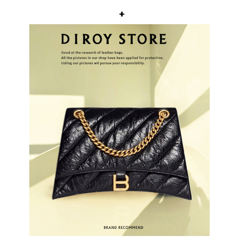 Top-Layer Cowhide High-End B Brand Hourglass Bag 2026 New Genuine Leather Chain Underarm Bag Women's Crossbody Bag