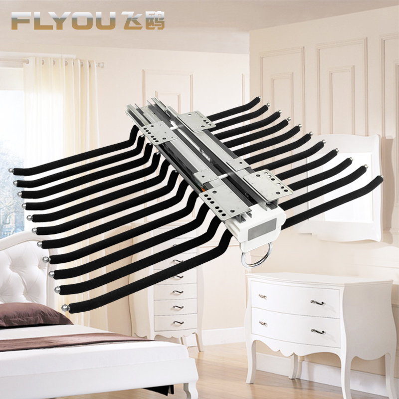 Top-mounted full pull-out retractable wardrobe trousers rack double-track buffer mute damping push-pull trousers rack trousers double row