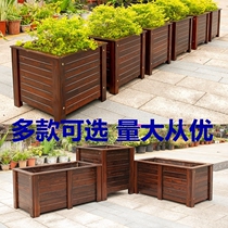 Flower box courtyard district balcony planting pot Park outdoor flower pot deepened reinforcement anti-corrosion wood plastic wood flower pot solid wood