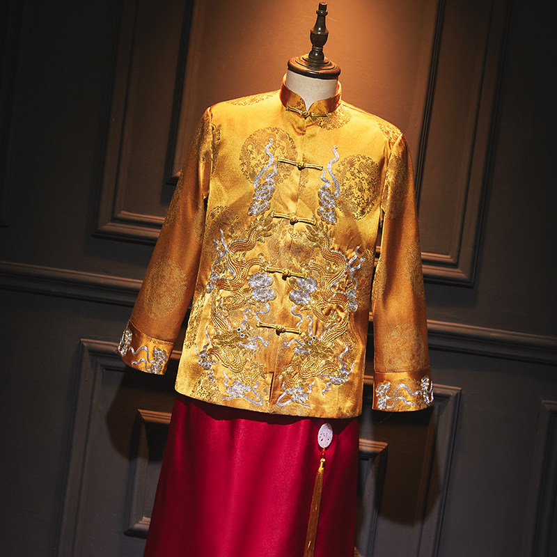 Men's Xiuhe clothing 2020 new groom clothing Chinese men's clothing Xiuhe horse jacket wedding toast clothing men's show kimono