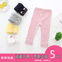 Girls female baby white leggings spring and autumn thin baby girl pants pure cotton outside wear small virgin treasure spring section