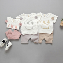 1 1-3 year old female baby summer dress suit men 0 baby pure cotton clothes princess summer 2 mens treasure womens treasure wave Korean version