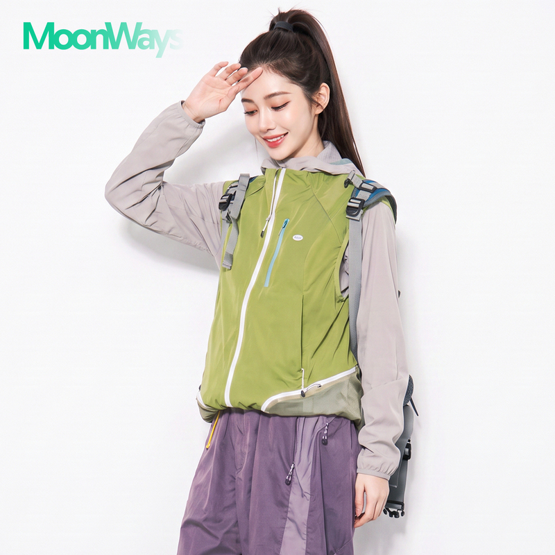 Moonways Mountain-Style Outdoor Wind-Resistant Stand-Collar Zip-Up Vest for Women, Loose Fit, Color-Blocking, Lightweight Sleeveless Vest Top Moonways Mountain-Style Outdoor Wind-Resistant Stand-Collar Zip-Up Vest for Women, Loose Fit, Color-Blocking, Lightweight Sleeveless Vest Top