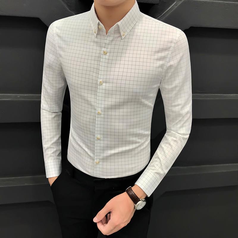 Rich bird men's high-end men's shirt summer thin design exquisite Korean style shirt men's long sleeves