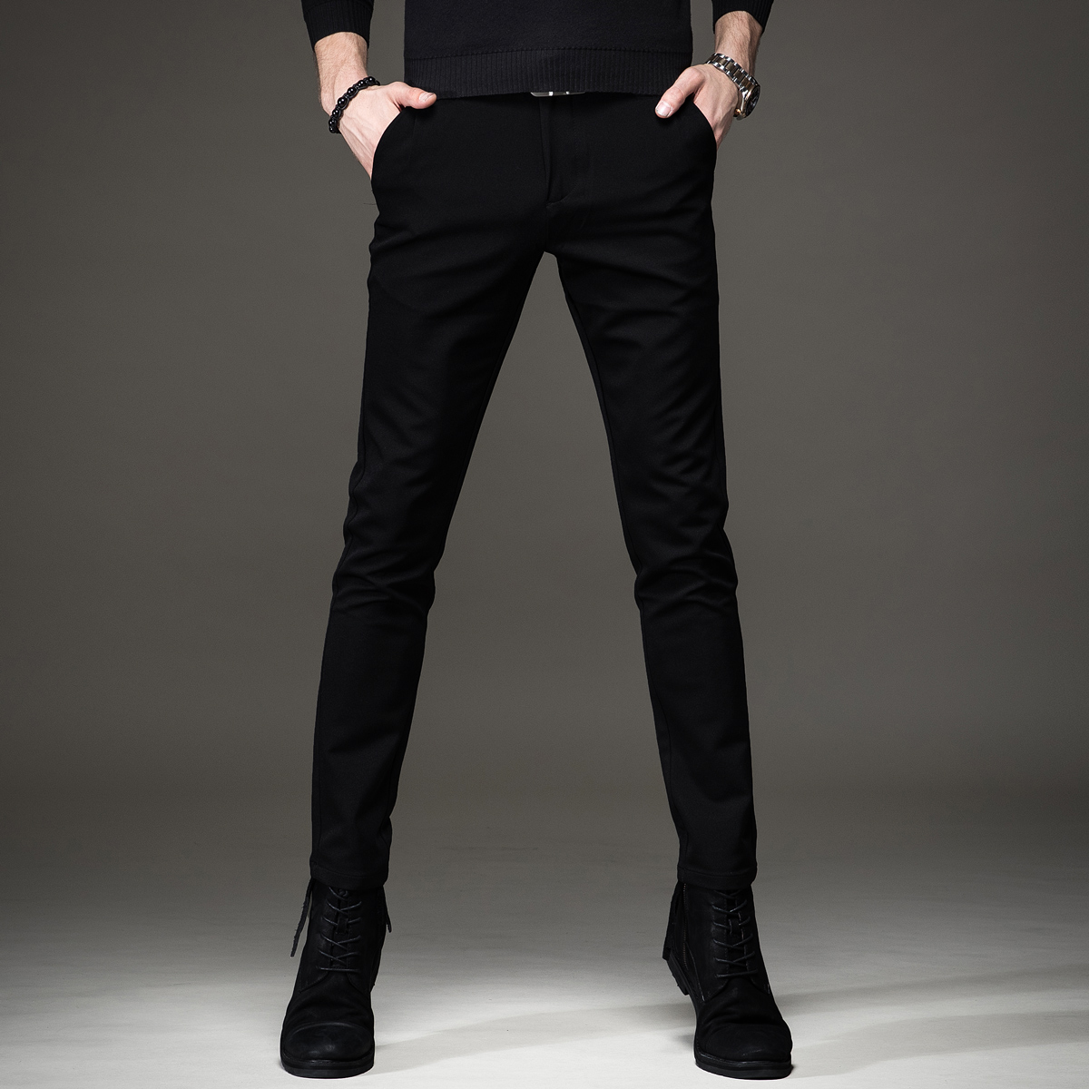 Fugui bird spring fall jeans Men's black display slim Han version Body Pants Men Trend Casual Long Pants