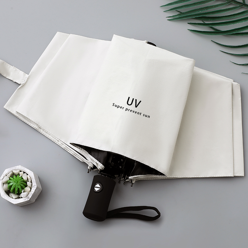 Fully automatic beach umbrella female sunscreen anti-UV clear umbrella Dual-use folding male large black glue light sunshade