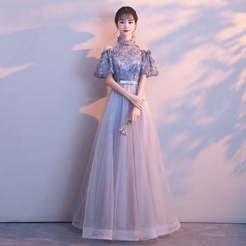 Plus-Size Evening Dress with Pleated Design to Cover the Belly, New 2025 Model for Banquets, Student Performances, Slimming Effect, Wedding Bridesmaid Dress